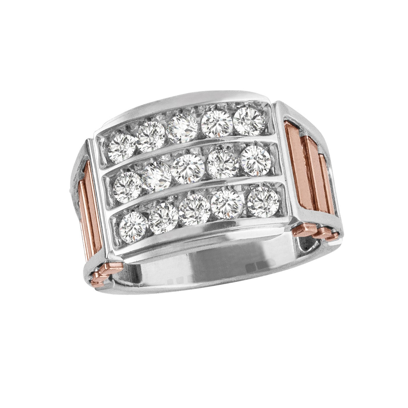 Gents Two Tone Cluster Diamond Band
