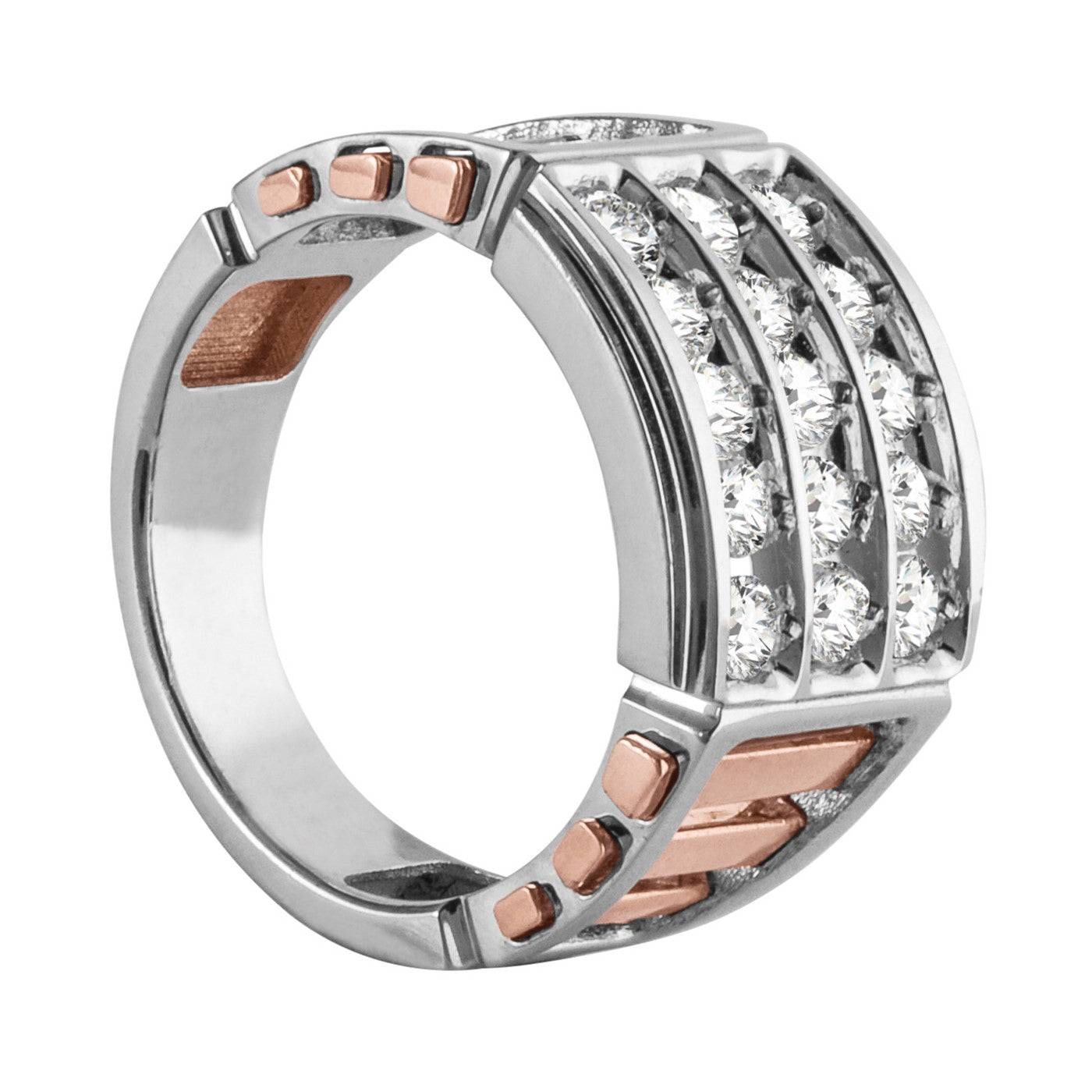Gents Two Tone Cluster Diamond Band