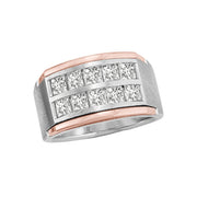 Gents Two Tone 10 Stone Diamond Band