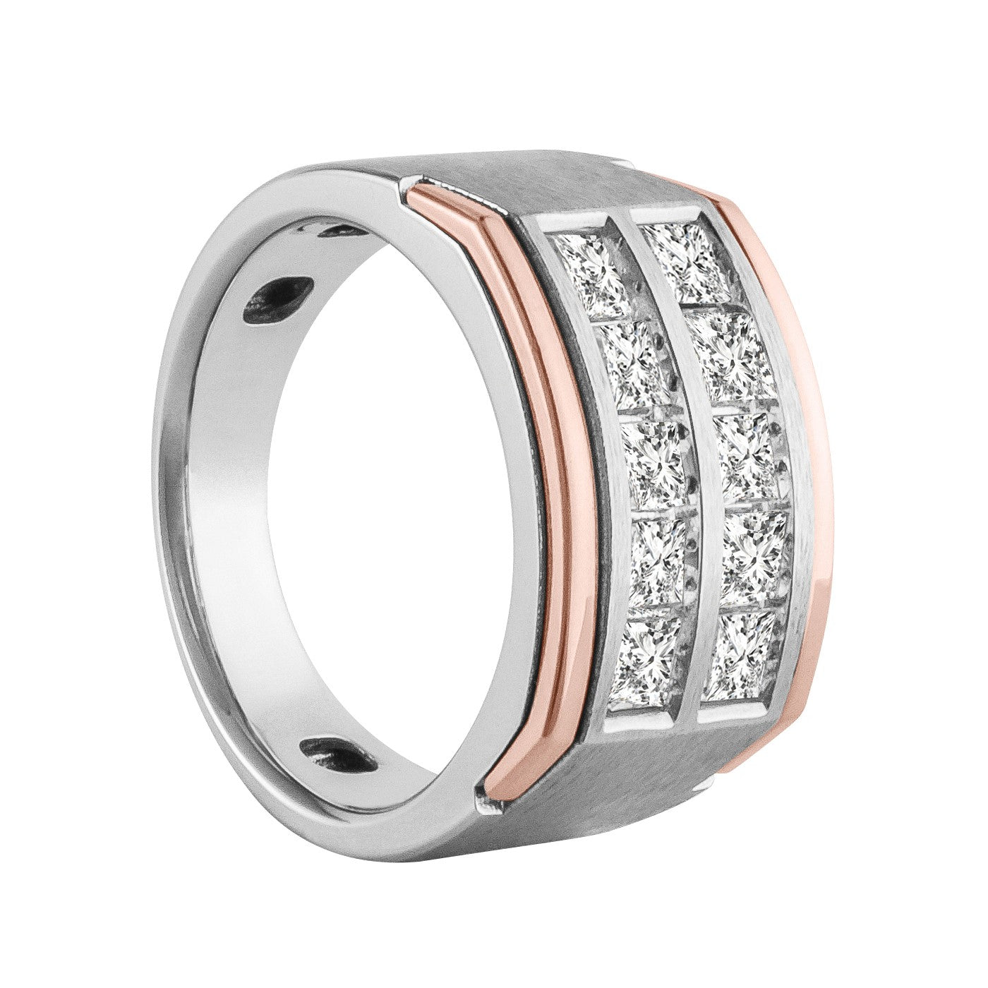 Gents Two Tone 10 Stone Diamond Band