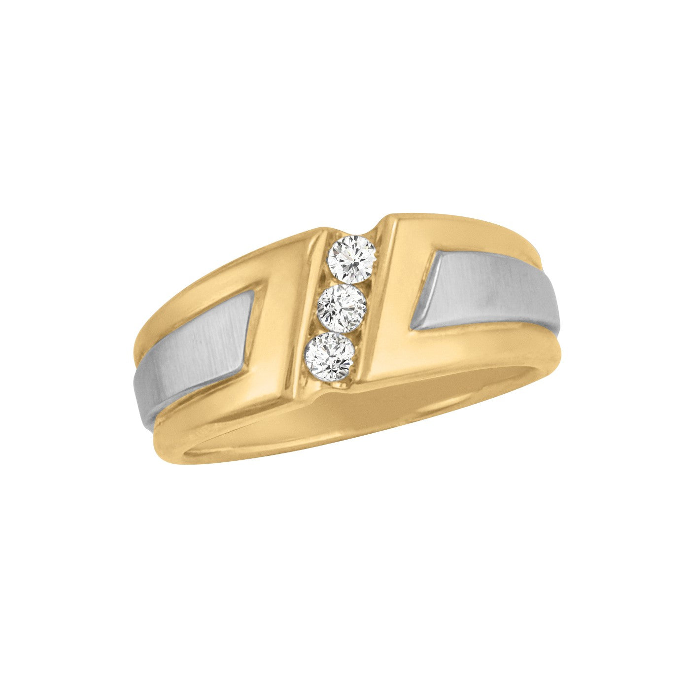 Gents Diamond Ring Satin Finish Accent