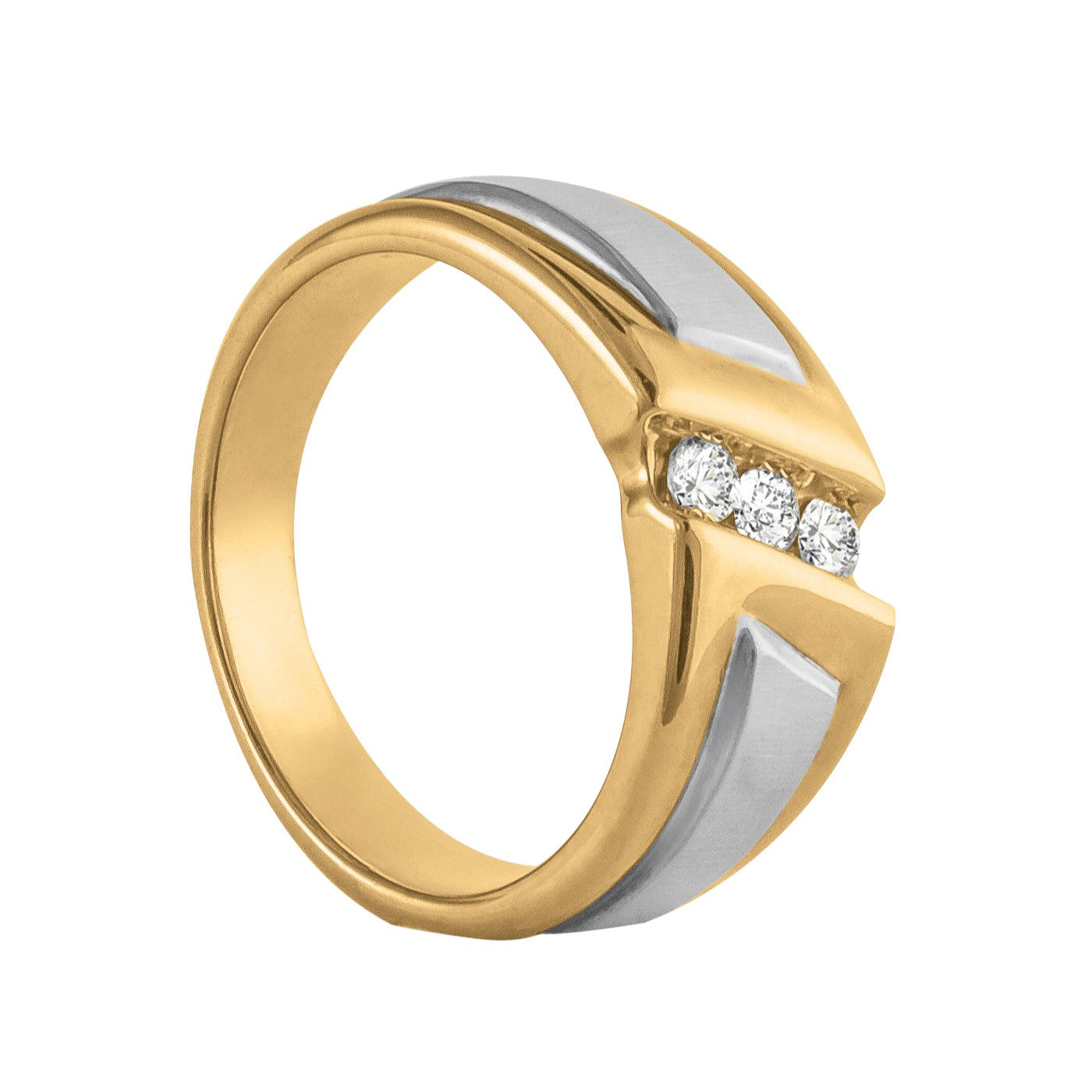 Gents Diamond Ring Satin Finish Accent
