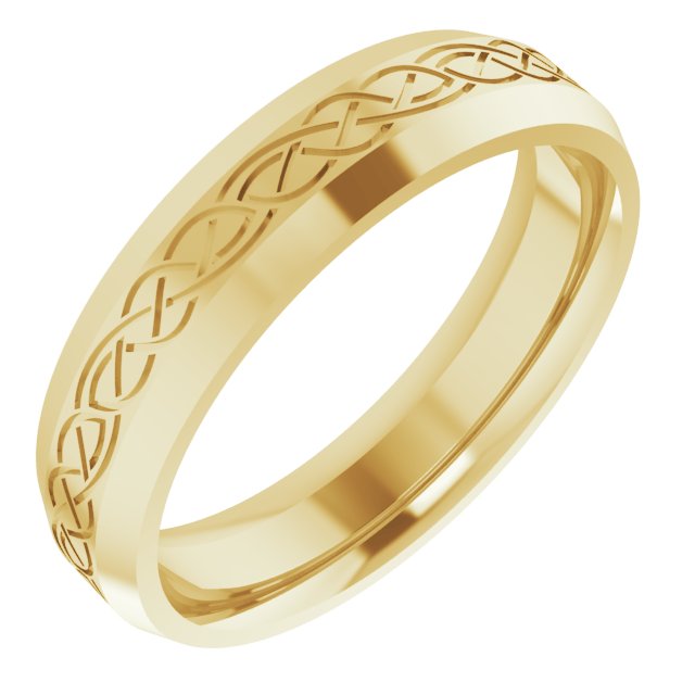 14k Yellow 5 Mm Patterned Band Size 8.5