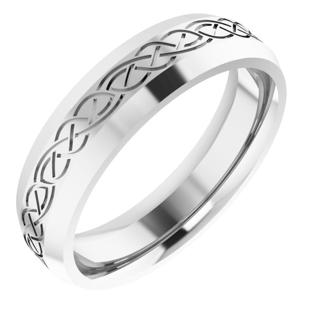 14K White 5 mm Patterned Band Size 7