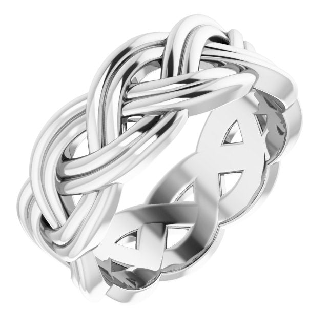 14K White 7.99 mm Double Woven Design Band Size 8.5