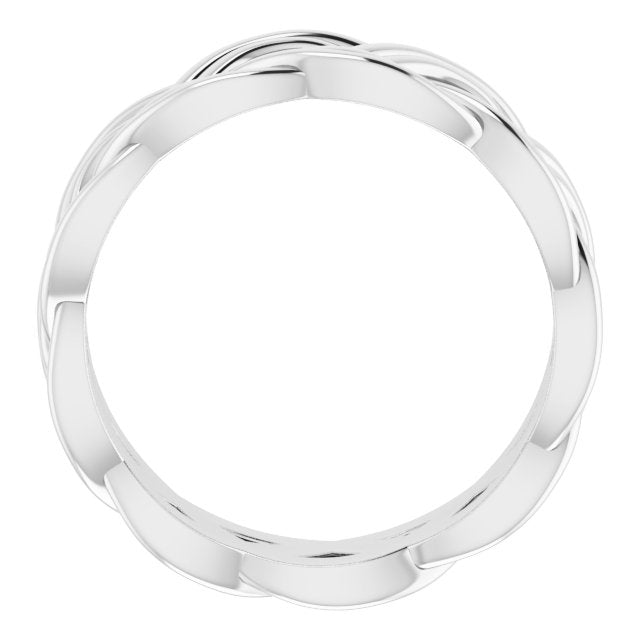 14K White 7.99 mm Double Woven Design Band Size 8.5