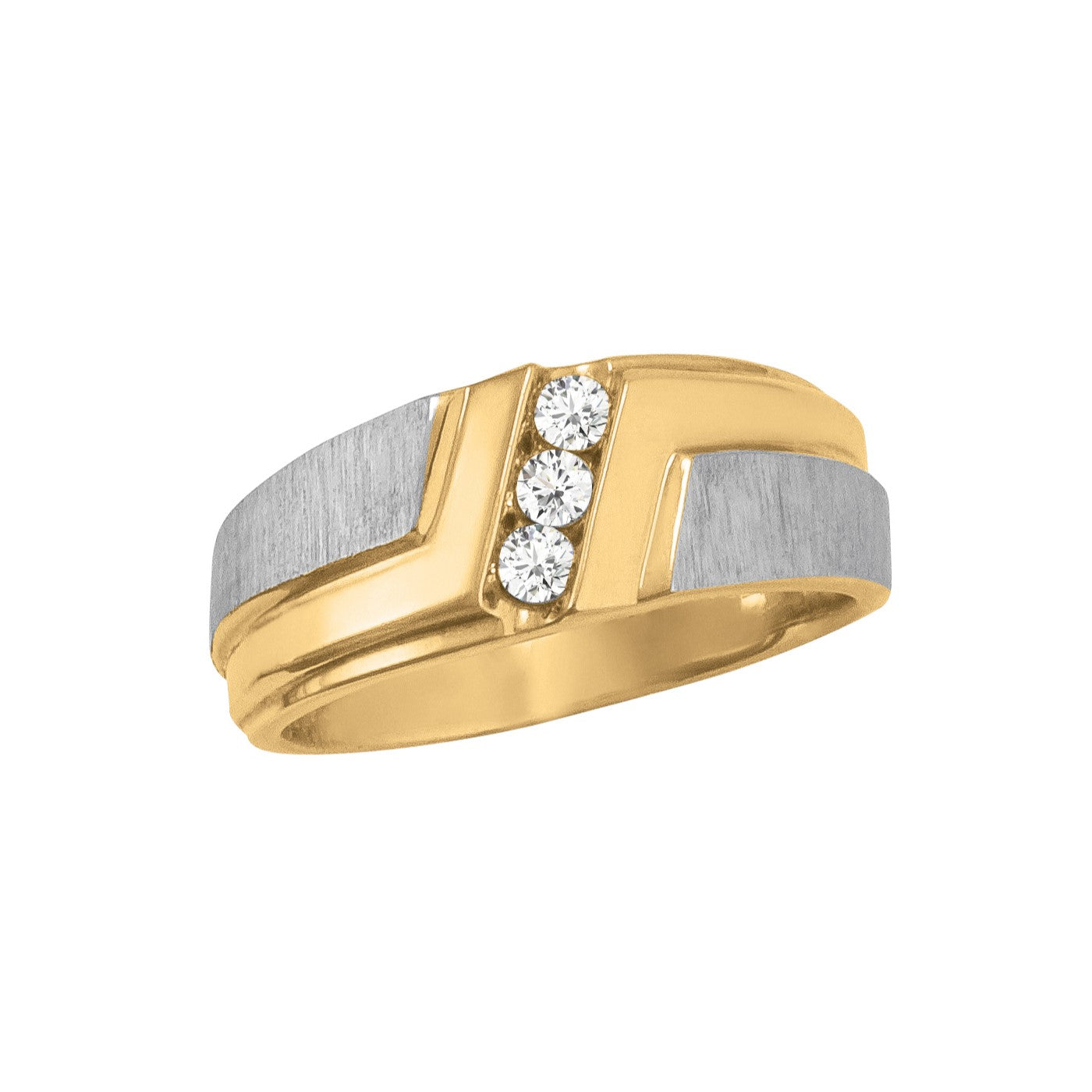 Gents Diamond Ring Satin Finish Accent