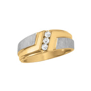 Gents Diamond Ring Satin Finish Accent