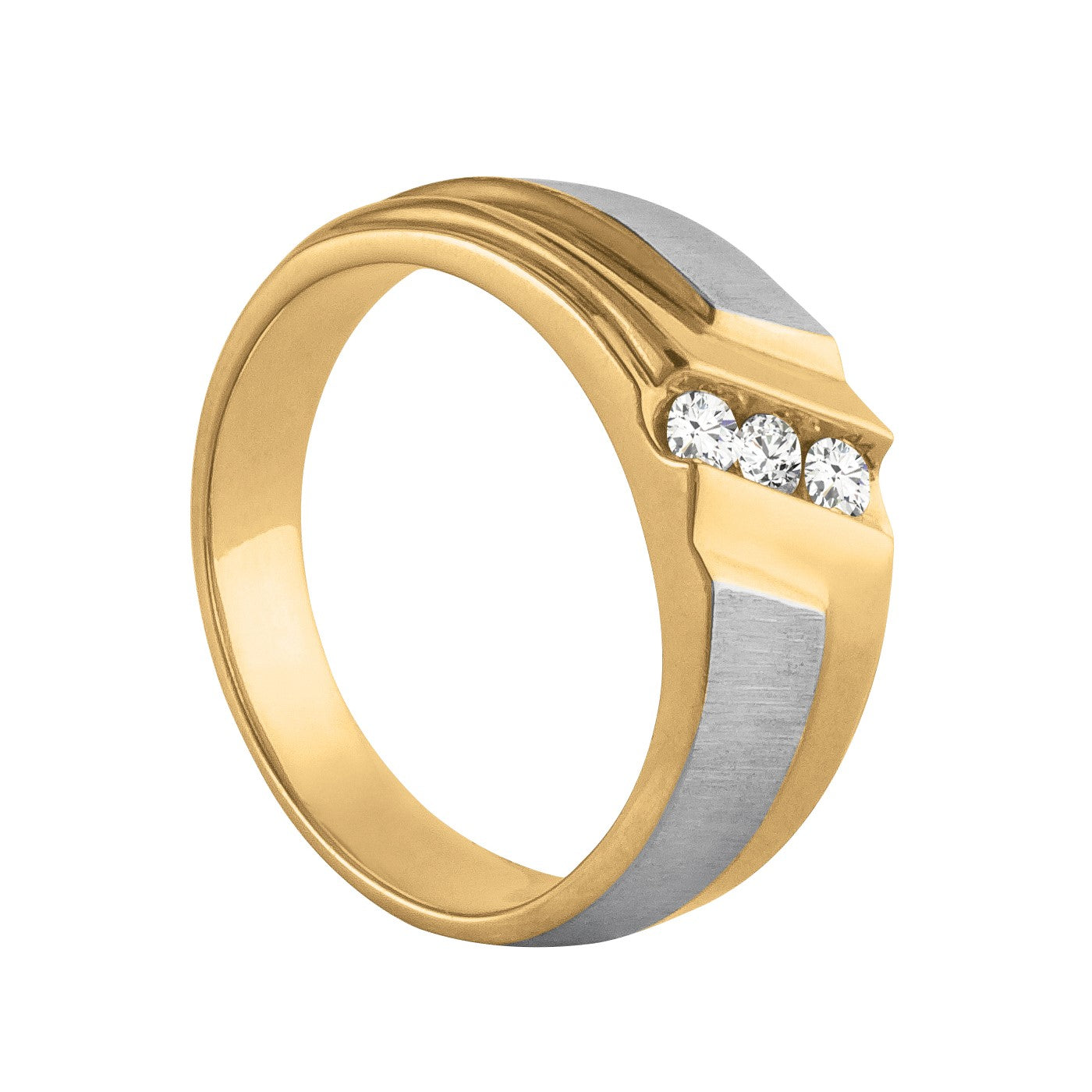 Gents Diamond Ring Satin Finish Accent