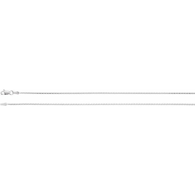 Rhodium-Plated Sterling Silver 1.5 mm Diamond-Cut Wheat 18' Chain