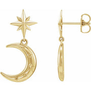 14K Yellow Crescent Moon Earrings