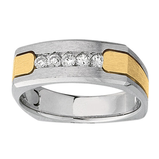 Gents Diamond Band Satin Finish Accent