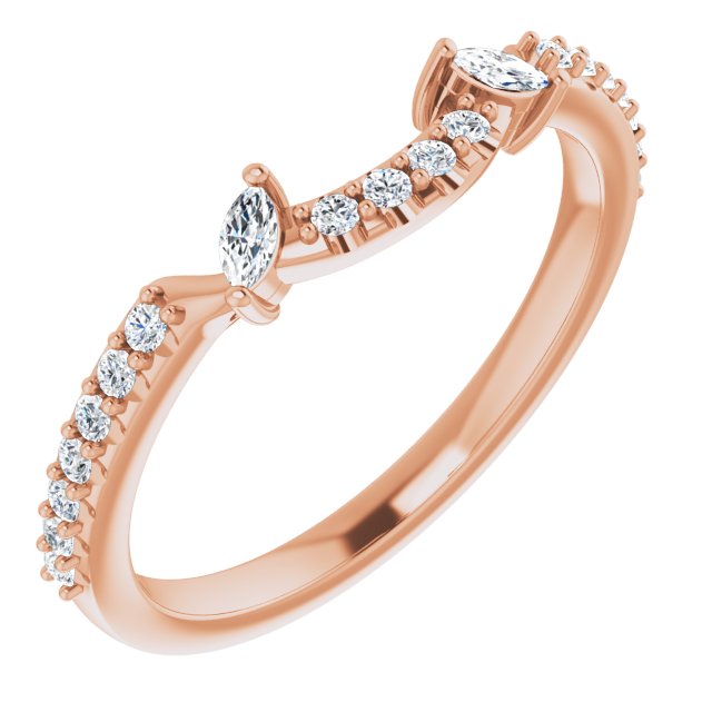 14K Rose 1/5 CTW Natural Diamond Matching Band