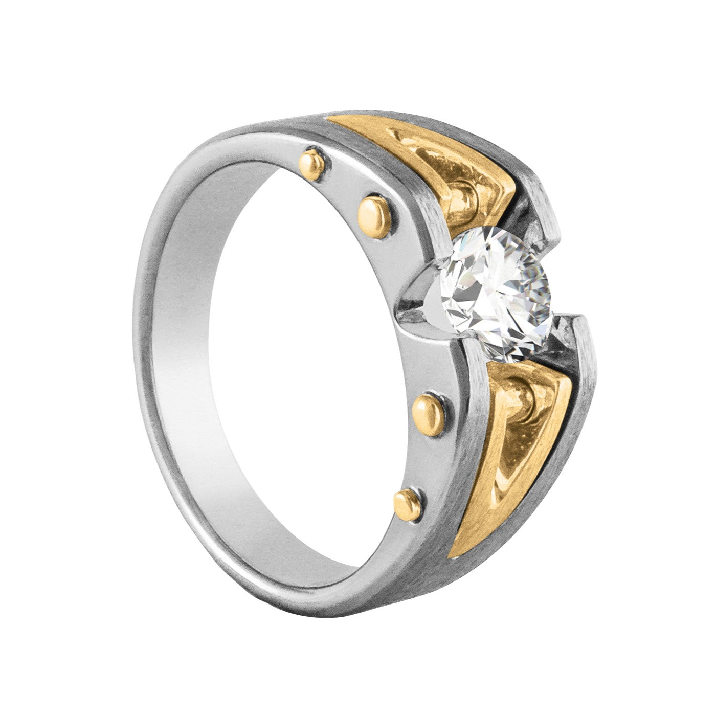Gents White/rose Solitaire Ring