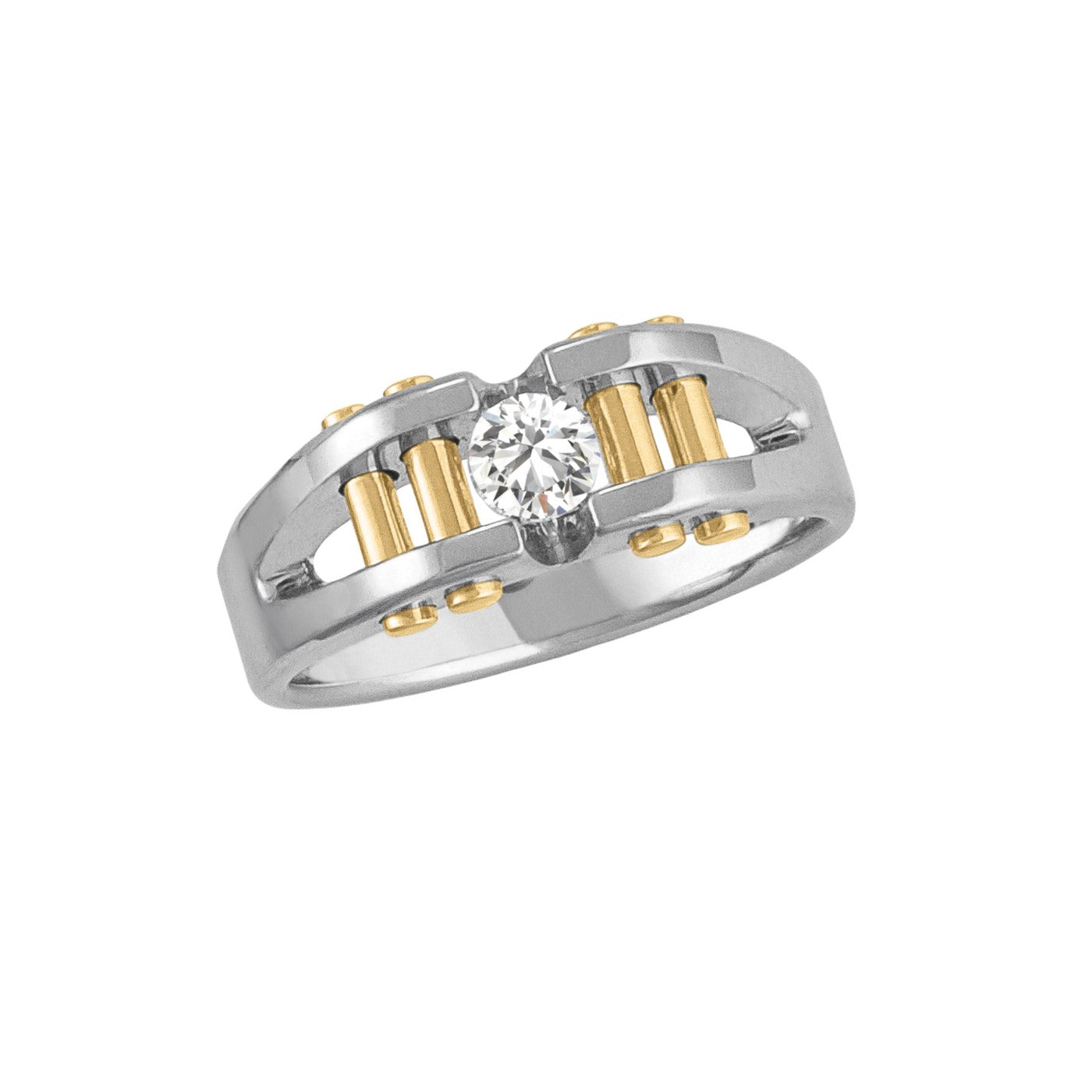 Gents Two Tone Solitaire Ring