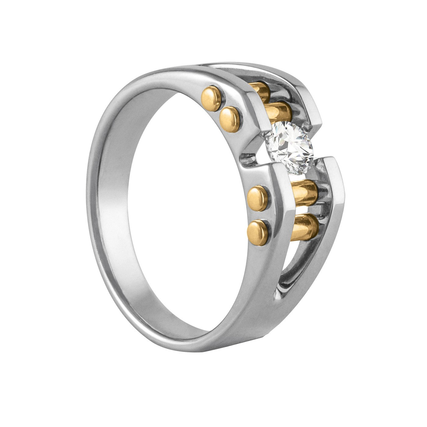 Gents Two Tone Solitaire Ring