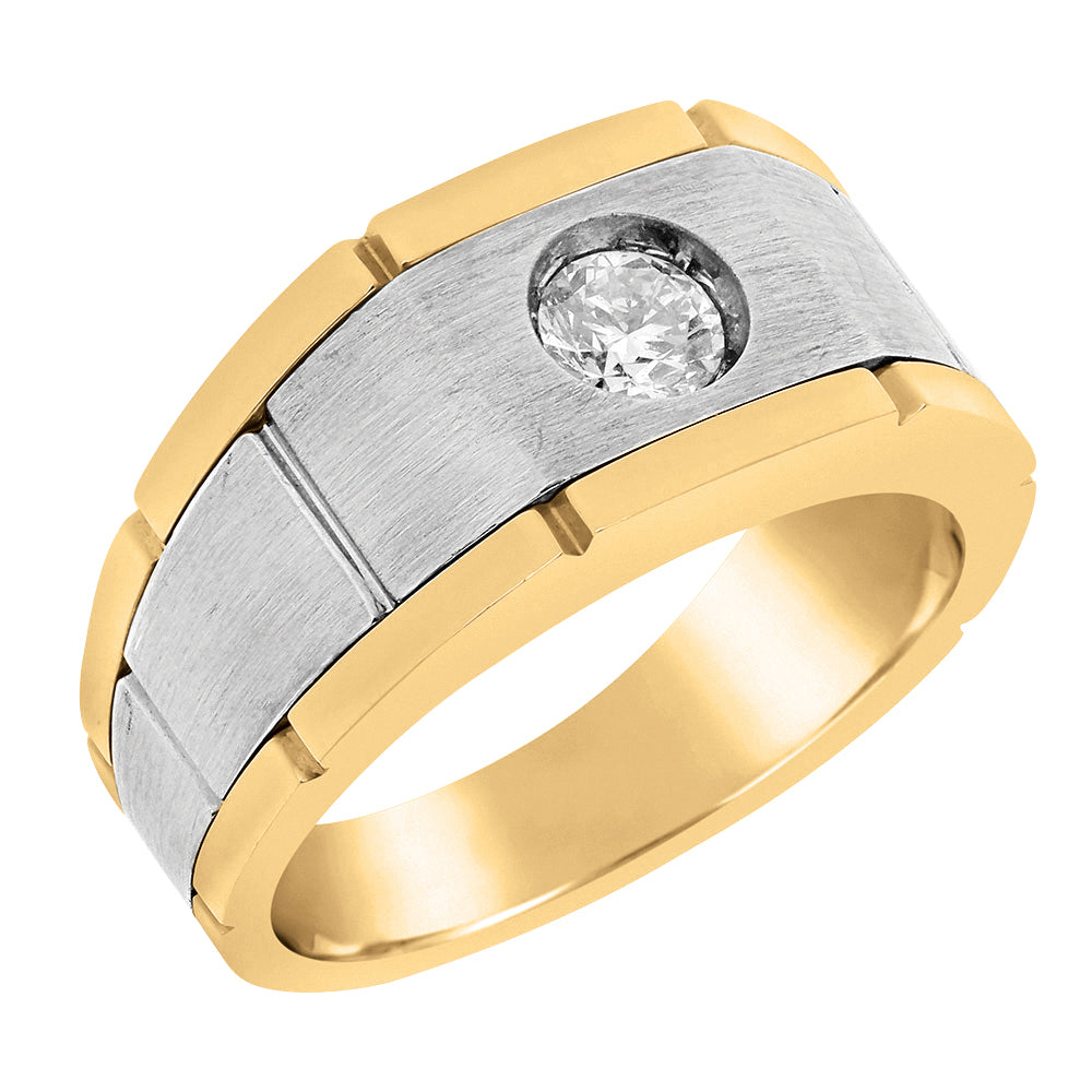Gents Solitaire Two Tone Satin Finish Accent