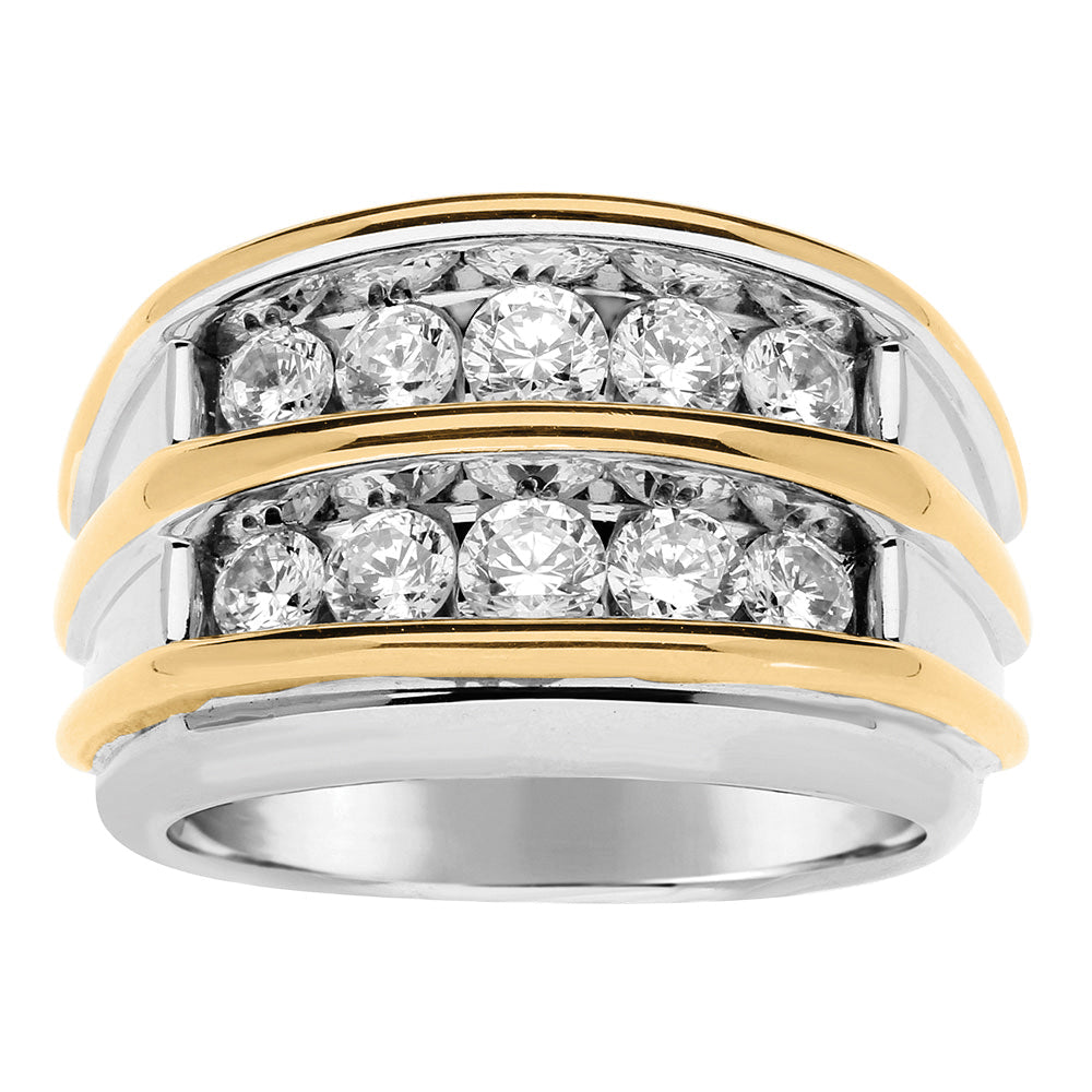 Gent's Two Tone Diamond Double Row Band