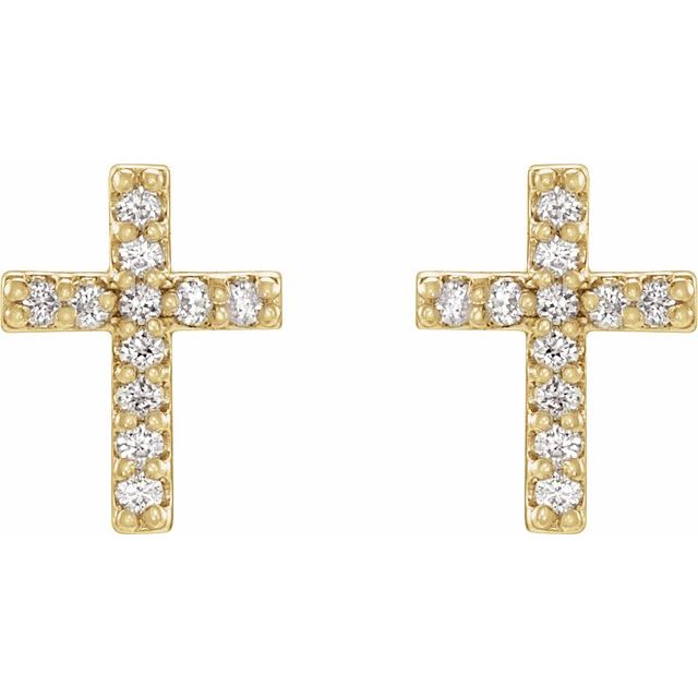 14k Yellow .05 Ctw Natural Diamond Cross Earrings