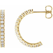 14k Yellow 1/2 Ctw Natural Diamond 17.6 Mm Hoop Earrings