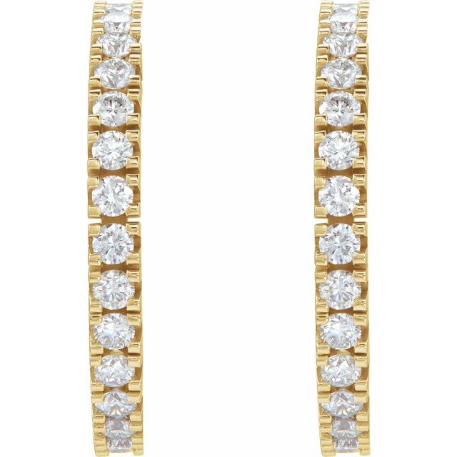 14k Yellow 1/2 Ctw Natural Diamond 17.6 Mm Hoop Earrings
