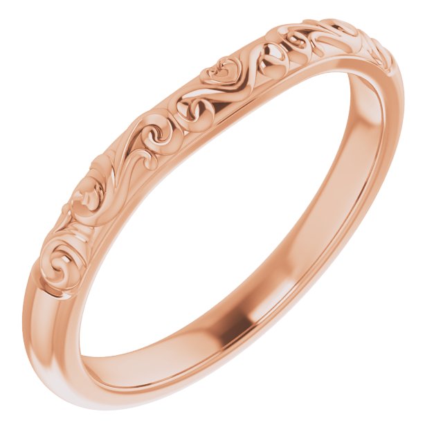 14K Rose Band for 8x6 mm Oval Ring