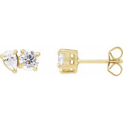 14k Yellow 1 1/6 Ctw Lab-grown Diamond Two-stone Stud Earrings