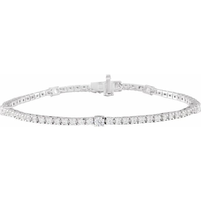 14K White 1 3/4 CTW Lab-Grown Diamond 7' Line Bracelet