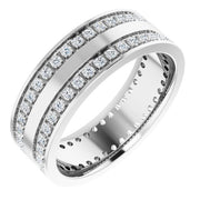 14k White 3/4 Ctw Lab-grown Diamond Double Row Accented Band Size 9