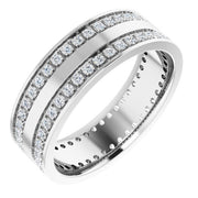 14K White 3/4 CTW Lab-Grown Diamond Double Row Accented Band Size 10.5