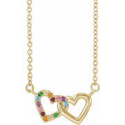 14K Yellow Natural Multi-Gemstone Rainbow 18' Necklace