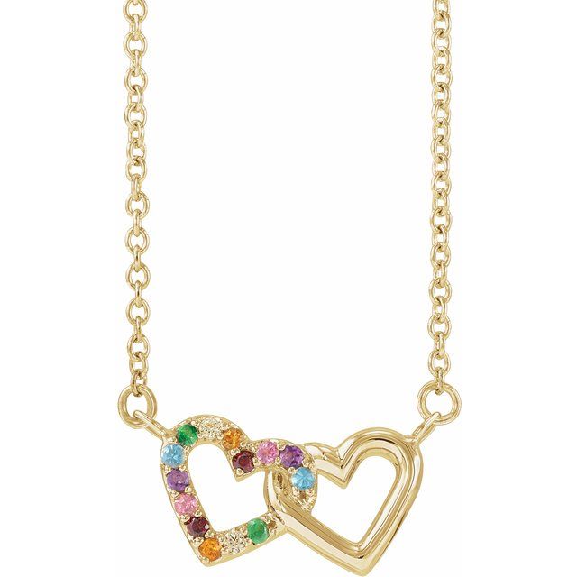 14K Yellow Natural Multi-Gemstone Rainbow 18' Necklace