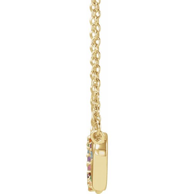 14K Yellow Natural Multi-Gemstone Rainbow 18' Necklace