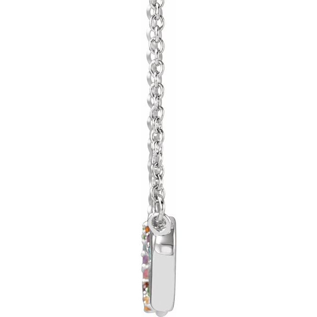14K White Natural Multi-Gemstone Rainbow 18' Necklace