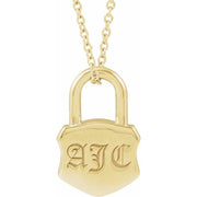 14K Yellow Engravable Lock 16-18' Necklace