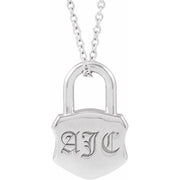 Sterling Silver Engravable Lock 16-18' Necklace