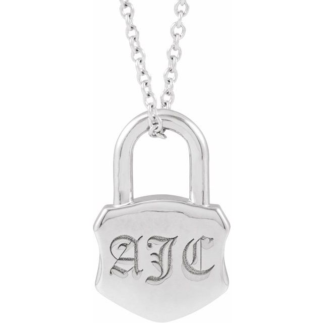 Sterling Silver Engravable Lock 16-18' Necklace