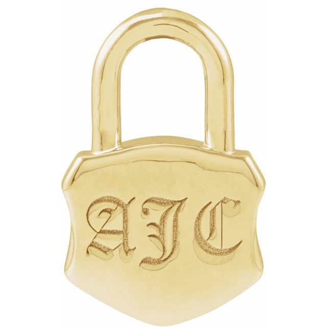 14K Yellow 15.3x10.1 mm Engravable Lock Pendant