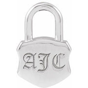 Sterling Silver 15.3x10.1 mm Engravable Lock Pendant