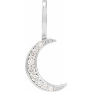 14K White .07 CTW Natural Diamond Crescent Moon Charm/Pendant