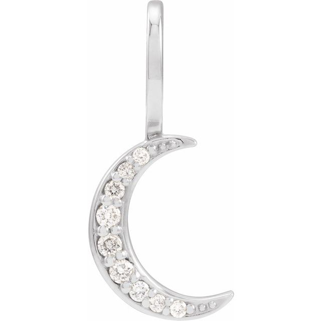 14K White .07 CTW Natural Diamond Crescent Moon Charm/Pendant