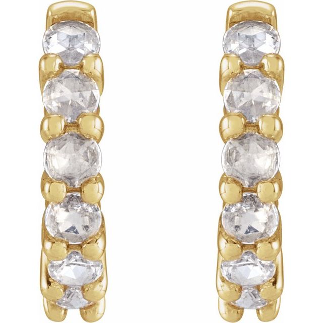 14K Yellow 1/5 CTW Rose-Cut Natural Diamond 12.2 mm Huggie Hoop Earrings