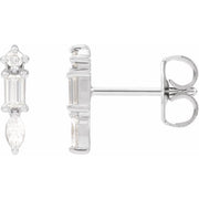 14K White 1/6 CTW Natural Diamond Bar Earrings