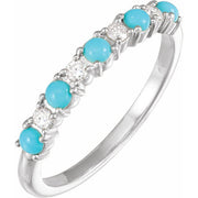 14K White Natural Turquoise & 1/8 CTW Natural Diamond Ring