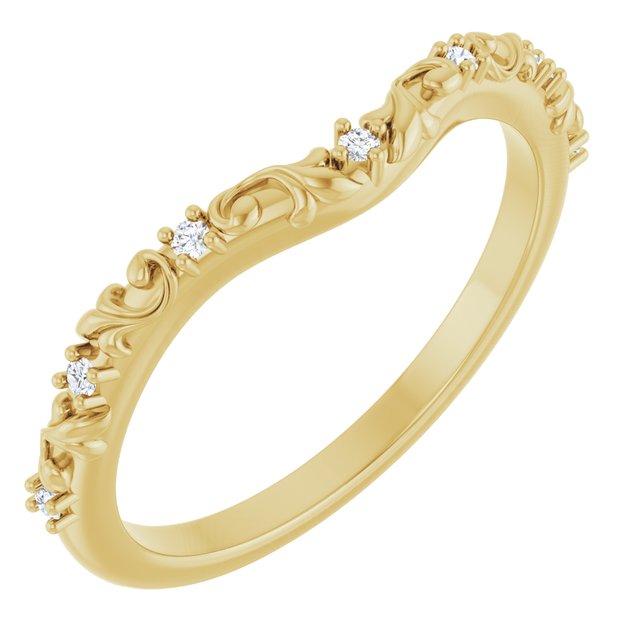 14k Yellow .05 Ctw Natural Diamond Vintage-inspired Contour Band