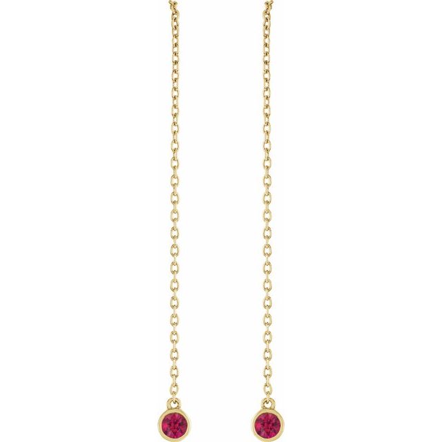 14K Yellow Natural Ruby Chain Earrings