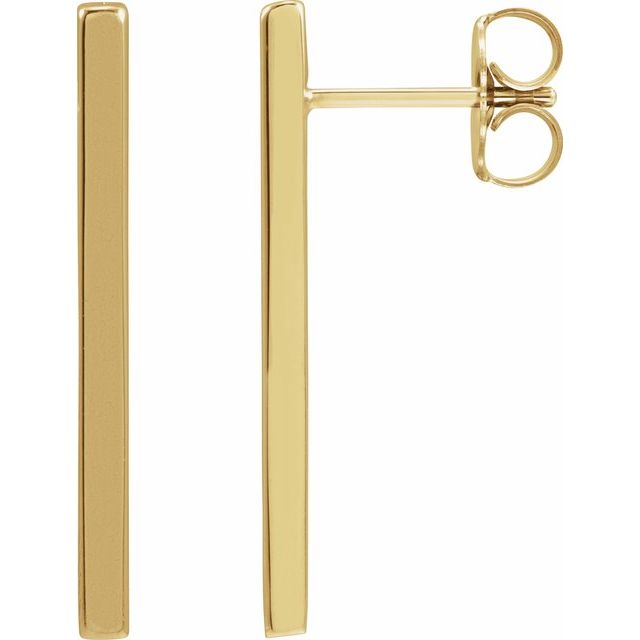 14K Yellow Bar Earrings