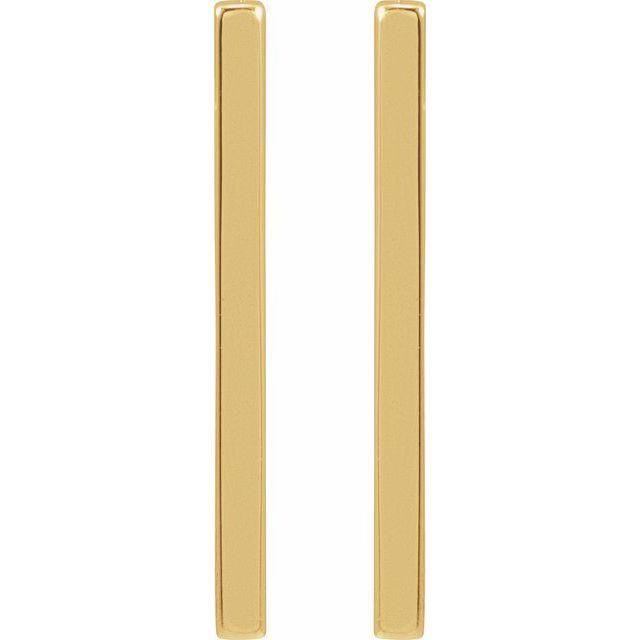 14K Yellow Bar Earrings