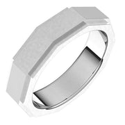14K White 6 mm Geometric Stepped Edge Band Size 10