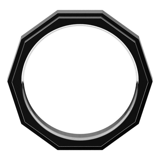 14K White 6 mm Geometric Stepped Edge Band Size 10